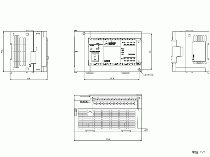 FX5U-32MT/ESのダウンロード（外形図の・ CAD） MELSEC I.Q.FのシーケンサMELSECの仕様から探す|三菱電機FA